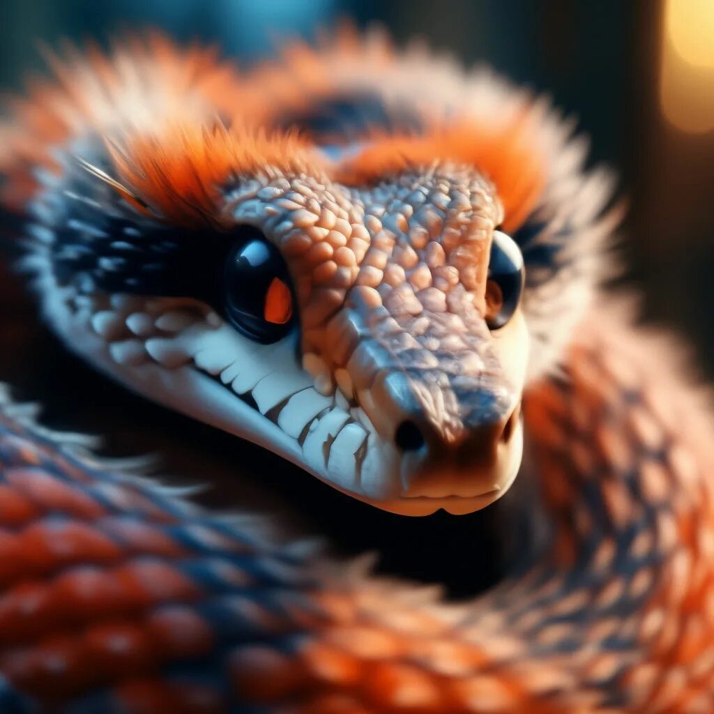 Пушистая змея фото "Cute furry fluffy snake, ." - image created in Shedevrum