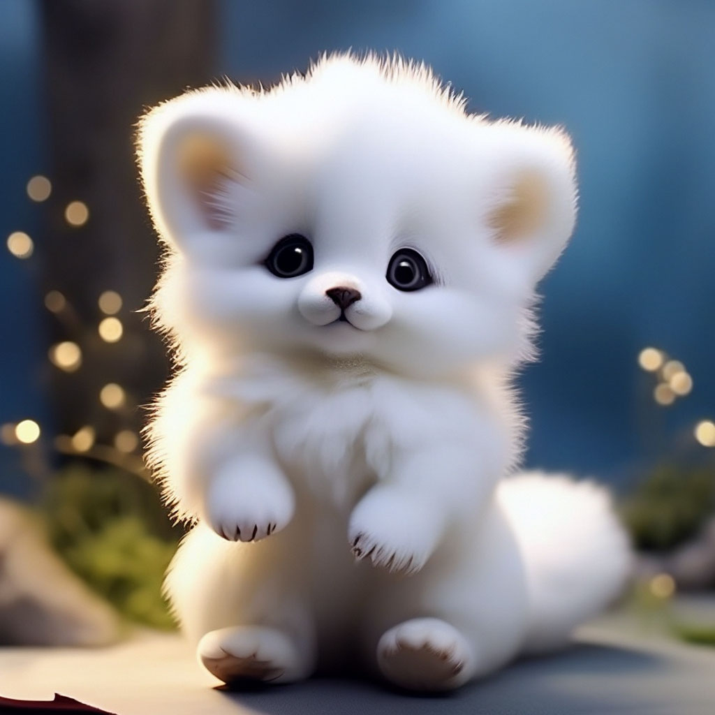 Пушистые животные картинки "Cute white fluffy animal, fantastic, ." - image created in Shedevrum