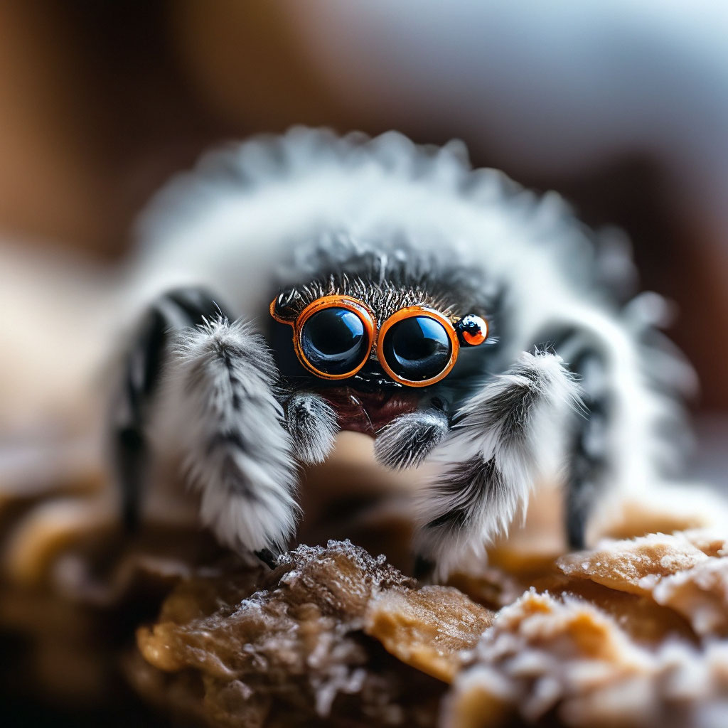 Пушистый паук фото "A small fluffy spider, soft fur, ." - image created in Shedevrum