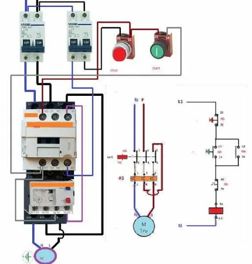 Пускатель через тепловое реле схема подключения ΕΚΚΙΝΗΣΗ ΜΟΝΟΦΑΣΙΚΟΥ ΚΙΝΗΤΗΡΑ - How to Connect a Single Phase Motor Esquemas ele