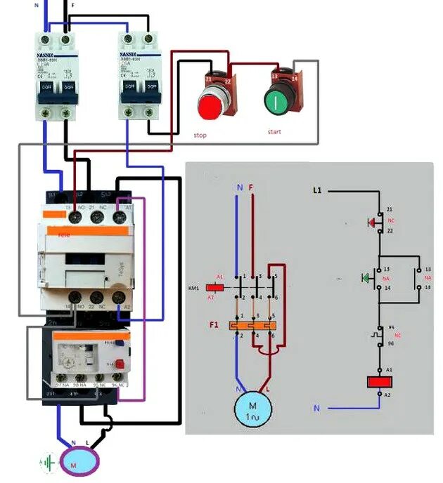 Пускатель электромагнитный 220в трехфазный схема подключения Тепловое реле: устройство и принцип действия, характеристики, схема подключения 
