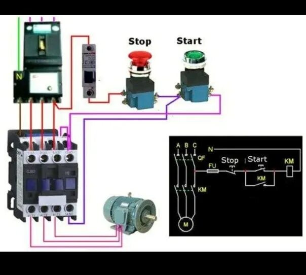 Пускатель электромагнитный схема подключения с кнопкой Подключение стоп
