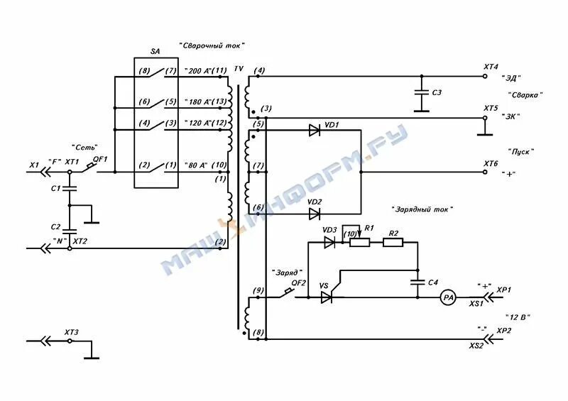 Пуско зарядное устройство схема принципиальная электрическая Опознание Сварочно-пускозарядного устройства - Сварочные аппараты и мощные сетев