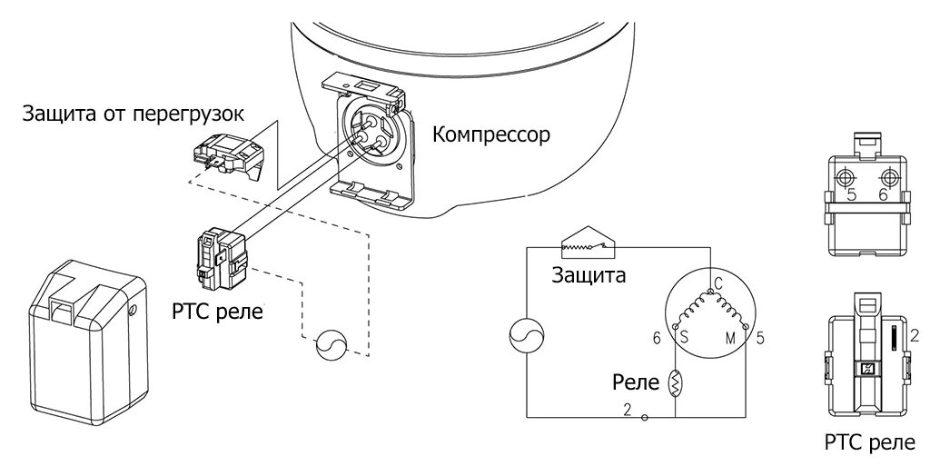 Пусковое реле qp2 15 dx схема подключения Пусковое реле для холодильника UfaMasters