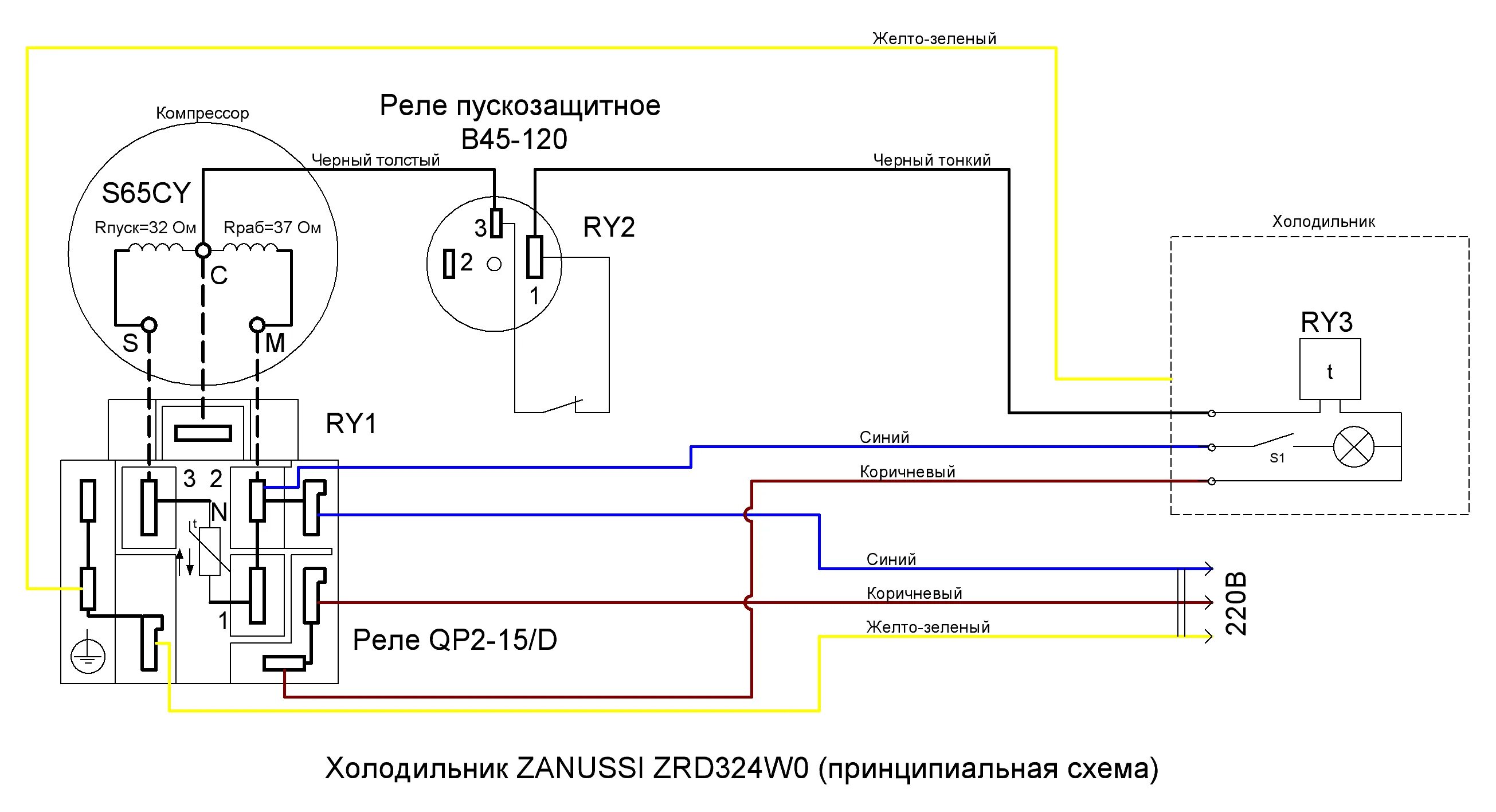 Пускозащитное реле компрессора схема подключения Ремонт холодильника ZANUSSI ZRD324WO, электрика Записки поседевшего брюнета