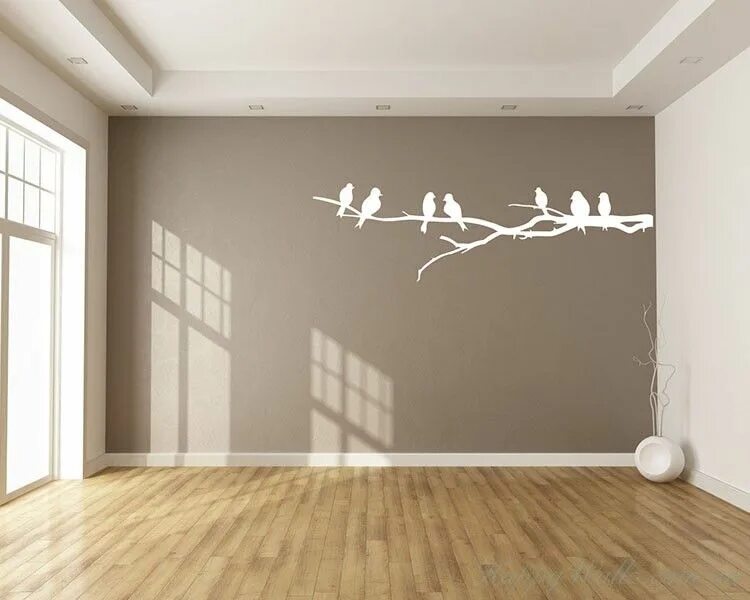 Пустая стена фото Branch with Birds Wall Decal Tree Art Stickers Ceiling design living room, Wall 