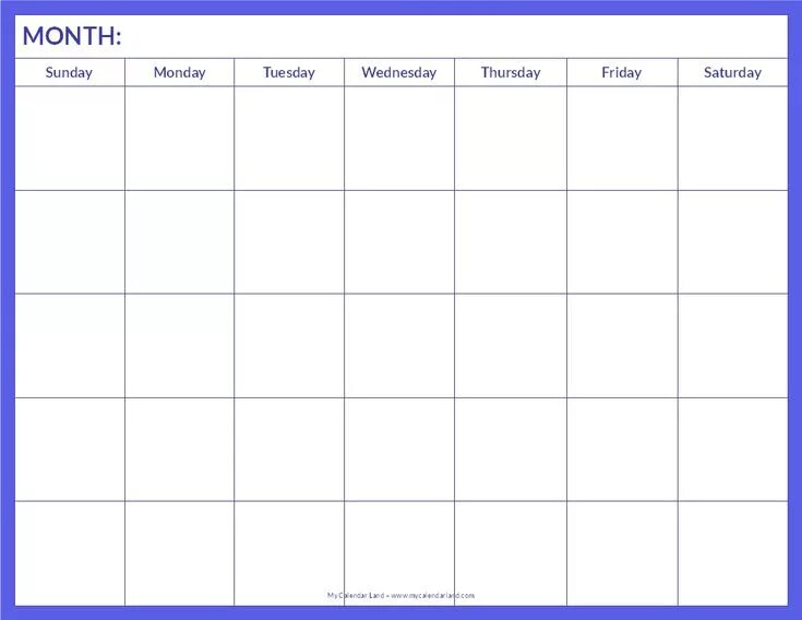 Пустой календарь на год Pin on Home Clean & Organized Printable blank calendar, Blank calendar pages, Bl