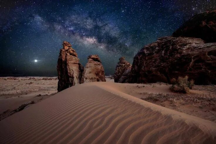 Пустыня ночью фото Night in the Desert Ночное небо, Пейзажи, Млечный путь