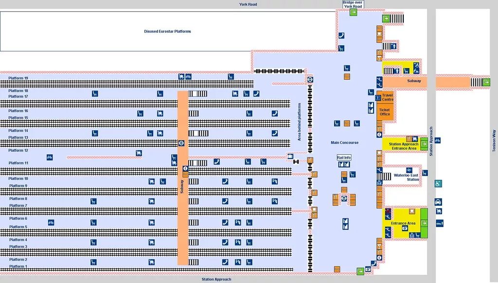 Пути на белорусском вокзале схема расположения 2024 Station London Waterloo map 2 Luxury Train Club Flickr