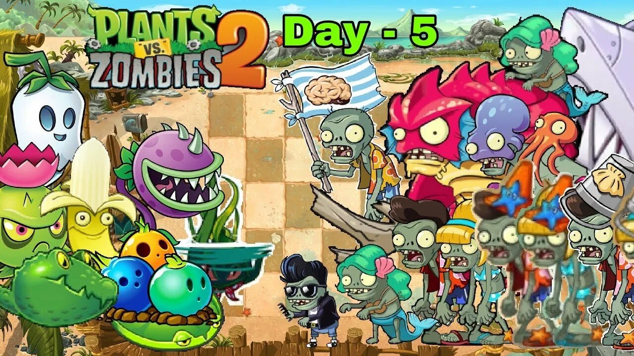 Пвз фото игра Plants Vs Zombes 2. Big Wave Beach - Day 5 - YouTube