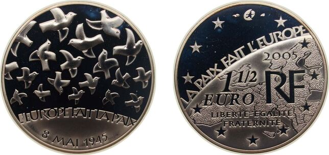 Пятая республика фото 2005 Paris Mint France Fifth Republic 2005 1½ Euro (World War II) Silver (.900) 