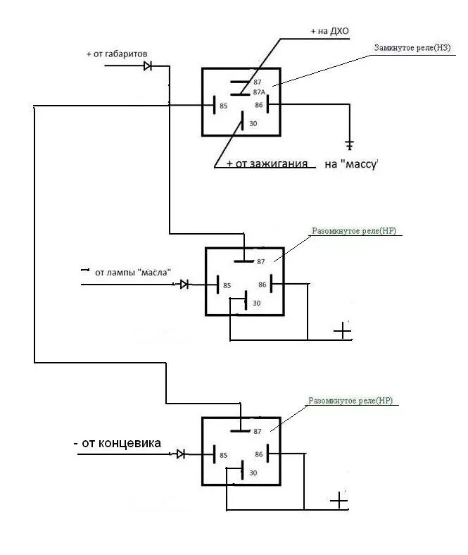 Пятиконтактное реле 12в для дхо схема подключения ДХО по ГОСТу - Lada 21083, 1,5 л, 1999 года электроника DRIVE2