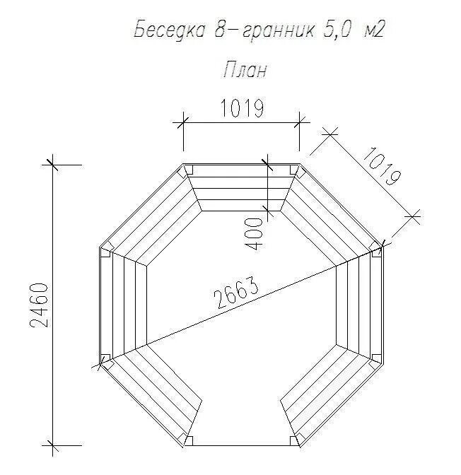 Пятиугольная беседка своими руками чертежи и размеры Восьмигранная беседка своими руками, чертеж, фото и видео инструкции