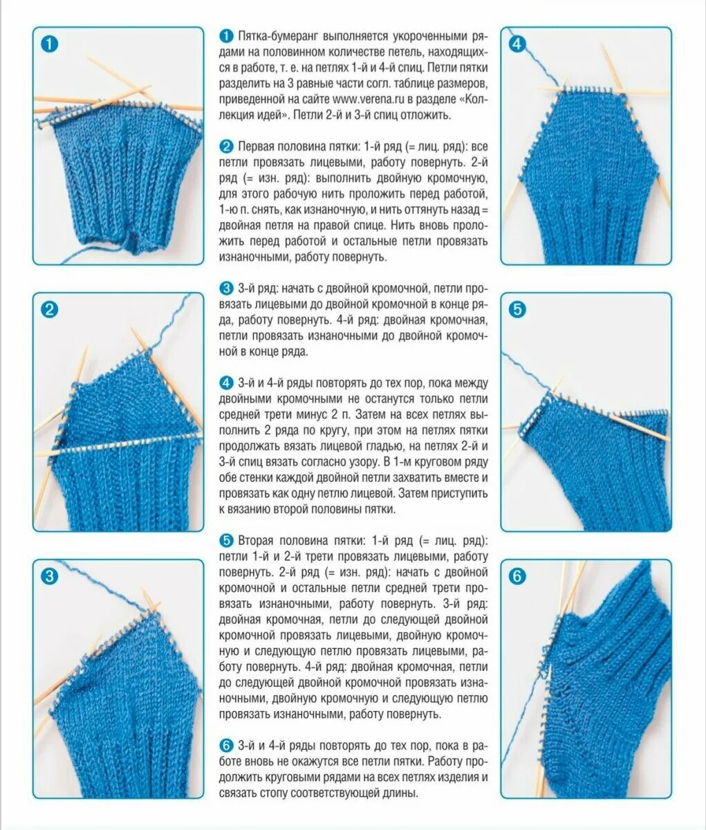Пятка спицами схема описание для начинающих Вяжем носочки. Пятка. Описание. Круглая, французская, бумеранг и стронг. Вязалки