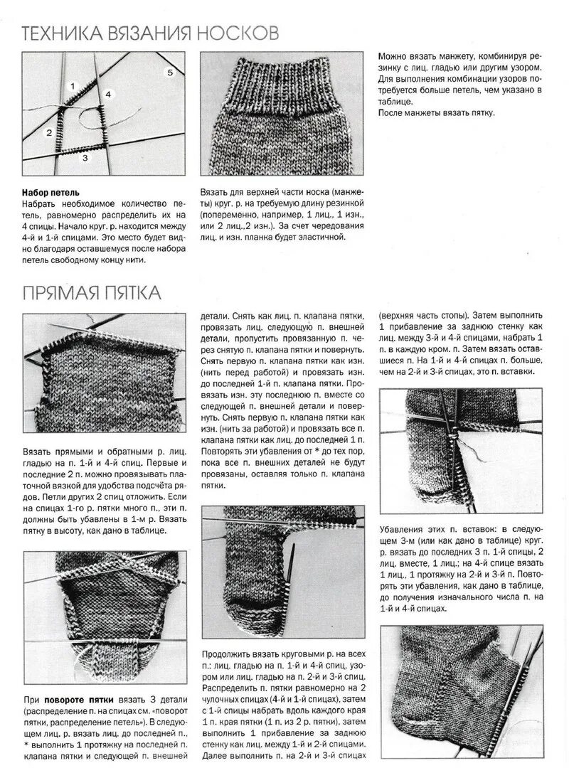 Пятка вязать спицами схемы Вязание пятки на 5 спицах фото Duhi-Queen.ru