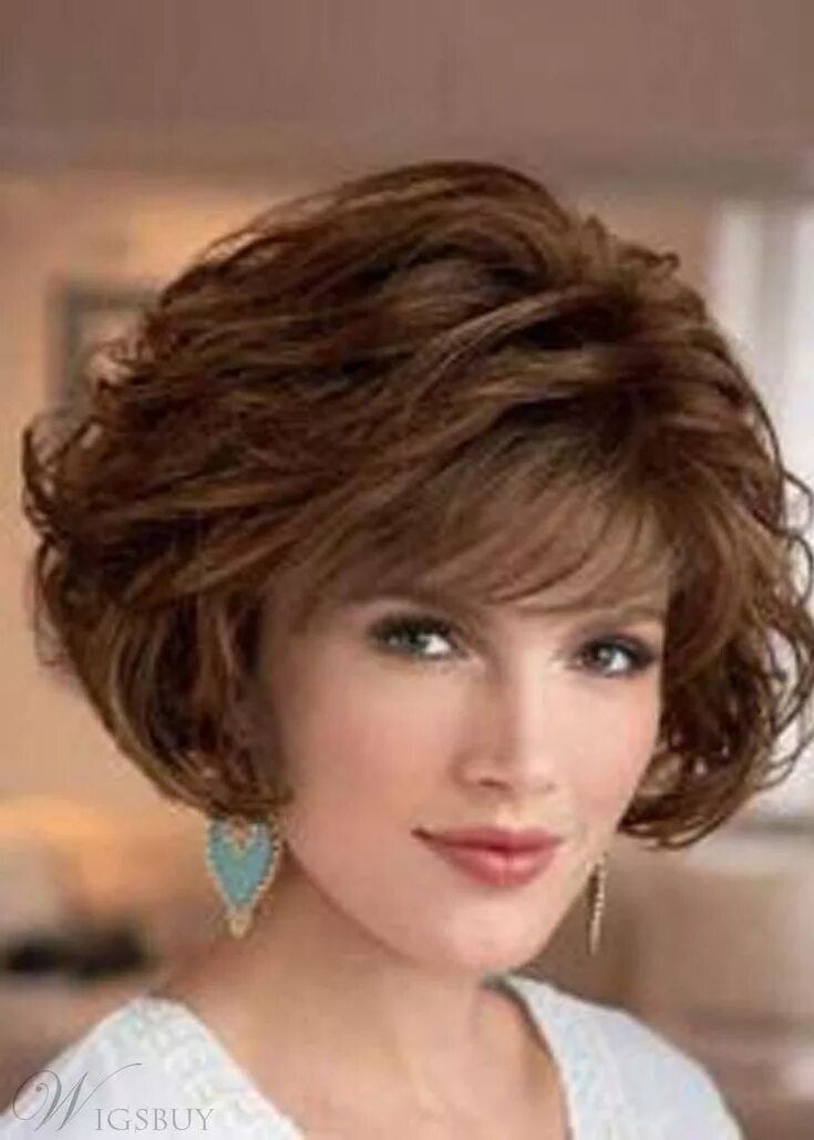 Пышные прически на средние волосы для женщин Deluxe Layered Curly Lace Front Synthetic Hair Wigs 10 Inches: M.Wigsbuy.com Hai