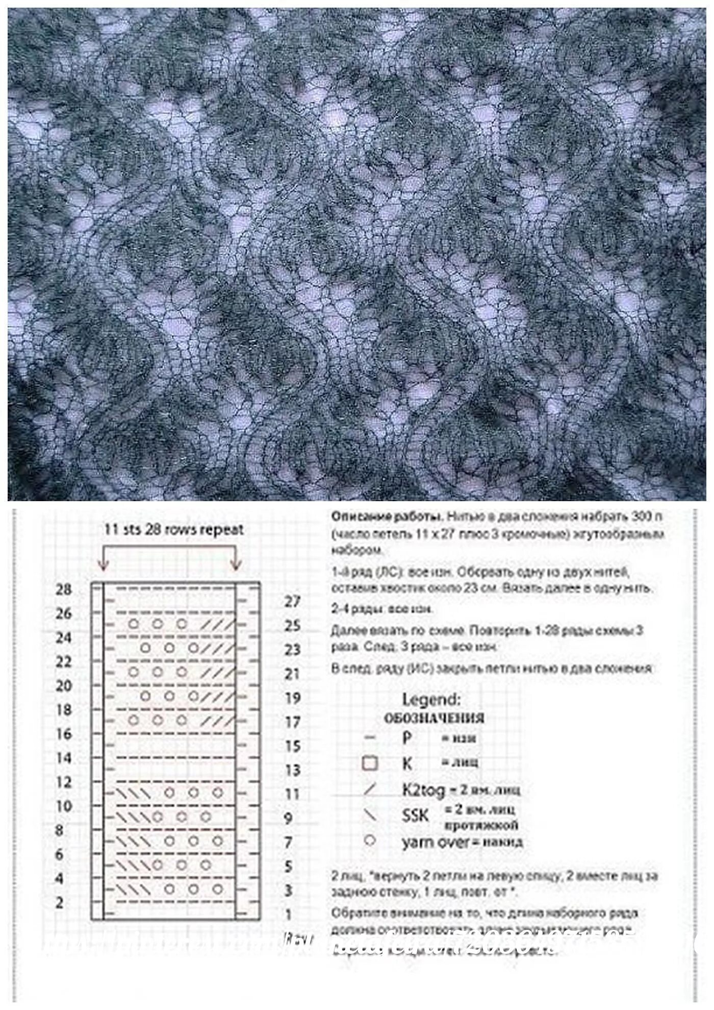 Пышный узор спицами схема Палантин "Журавлиные танцы" #узор@lknit Lace knitting patterns, Cable knitting p