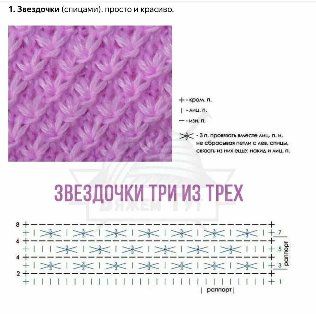 Пышный узор спицами схема 8 узоров для толстой пряжи. Схемы Сашкины Вязашки Дзен