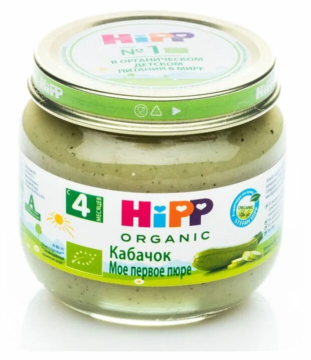 Пюре кабачка фото Купить Пюре HiPP Кабачок с 4 мес., 80 г (544730) в интернет-магазине АШАН в Моск