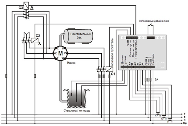 Пзу для скважинного насоса схема подключения Контроллер электронасосов TDK-01