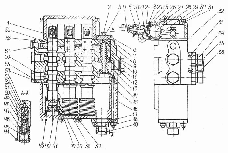 Р75 3 023 распределитель схема подключения Распределитель ДЭТ-250М2 (Чертеж № 127: список деталей, стоимость запчастей). Ка