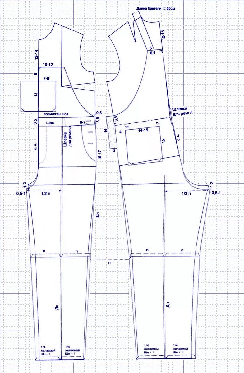 Рабочая одежда выкройка Выкройка женского полукомбинезона на бретелях. Построить основную выкройку комби