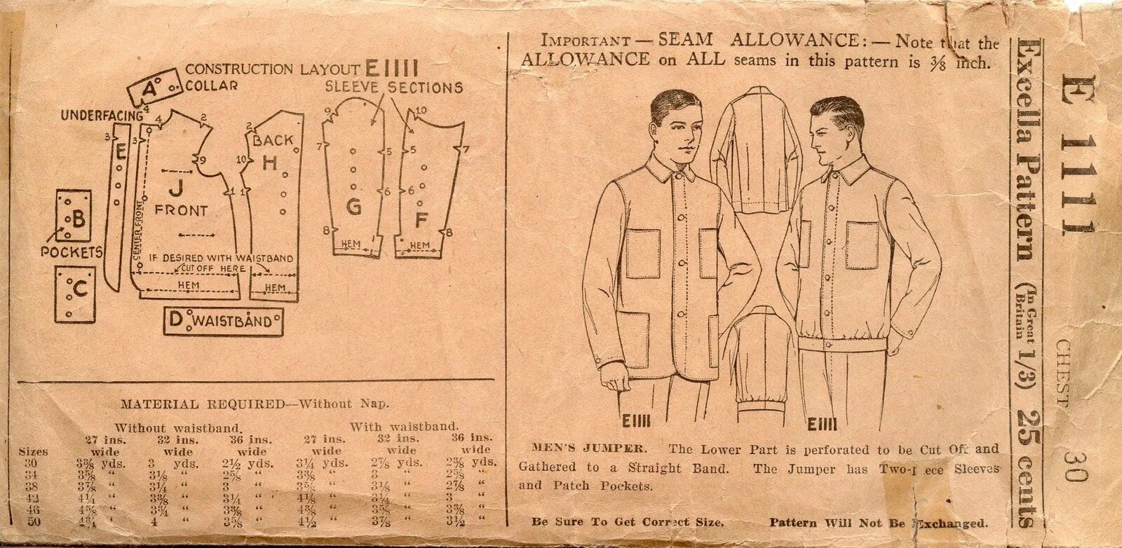 Рабочая одежда выкройка Unsung Sewing Patterns: Excella 1111 - Men's Jumper Jacket pattern sewing, Sewin