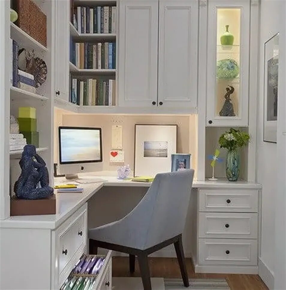 Рабочая зона угловая фото 26 Home Office Design And Layout Ideas Small home offices, Home office design, H