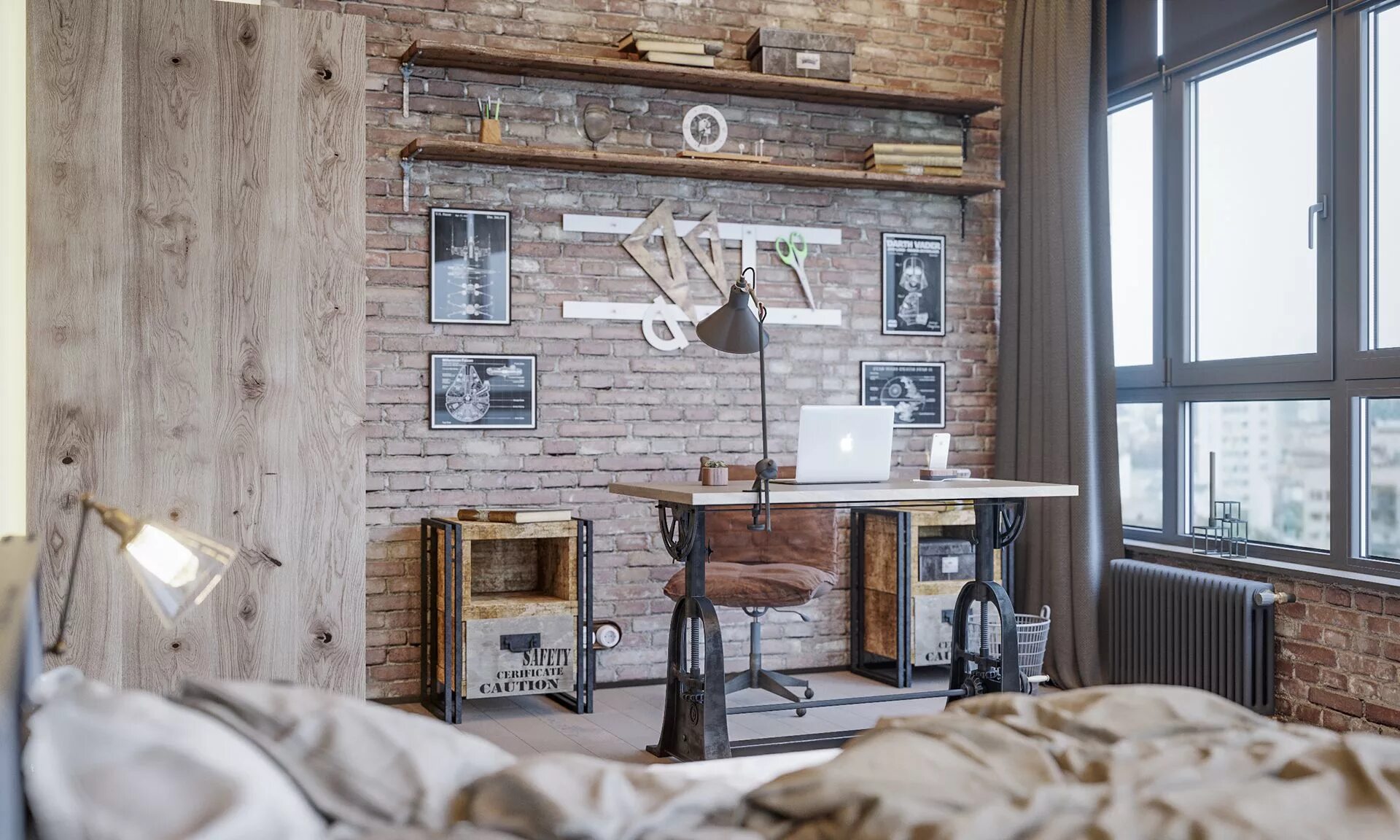 Рабочая зона в стиле лофт Un loft d'architecte à Kiev Industrial style home, Industrial home offices, Home