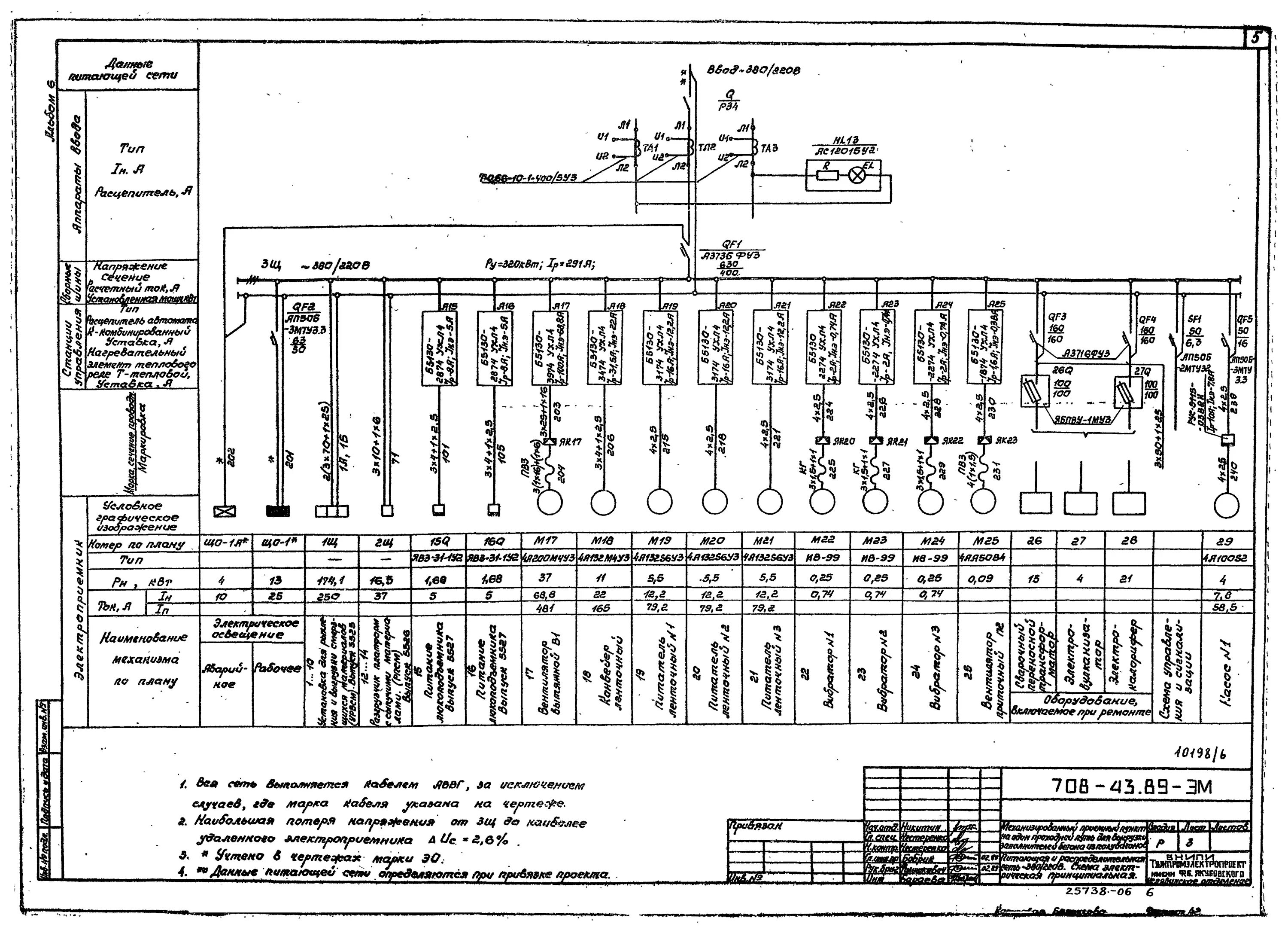 Рабочие электрические схемы Скачать Типовой проект 708-43.89 Альбом 6. Электрооборудование силовое. Электроо