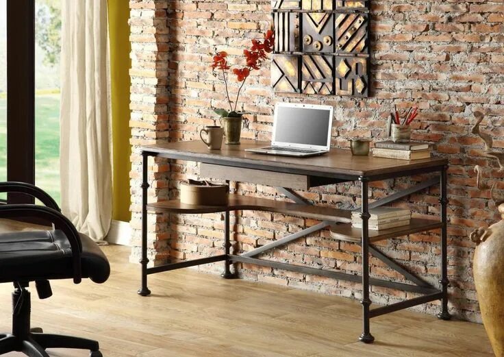 Рабочие столы в стиле фото Chic office space, Wood computer desk, Computer desk