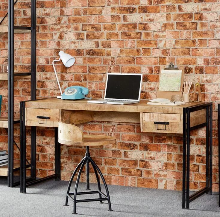 Рабочие столы в стиле фото Mango Wood Desk Industrial furniture desk, Desk furniture, Industrial style offi