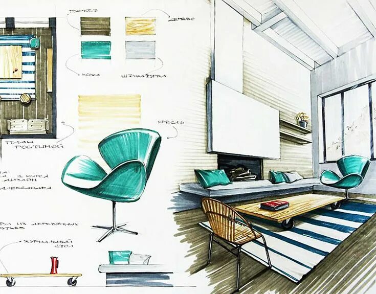 Рабочий дизайн проект Interiors Interior design renderings, Interior design sketches, Interior design 