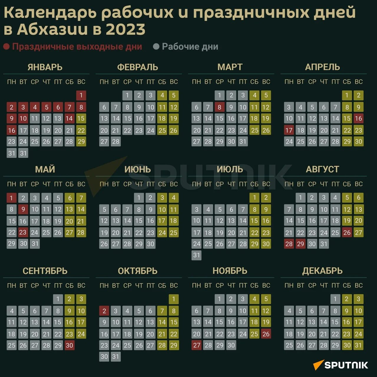 Рабочий календарь 2024 2025 с праздниками А вот и официальный график выходных и праздничных дней на 2023 год. 2022 Sputnik