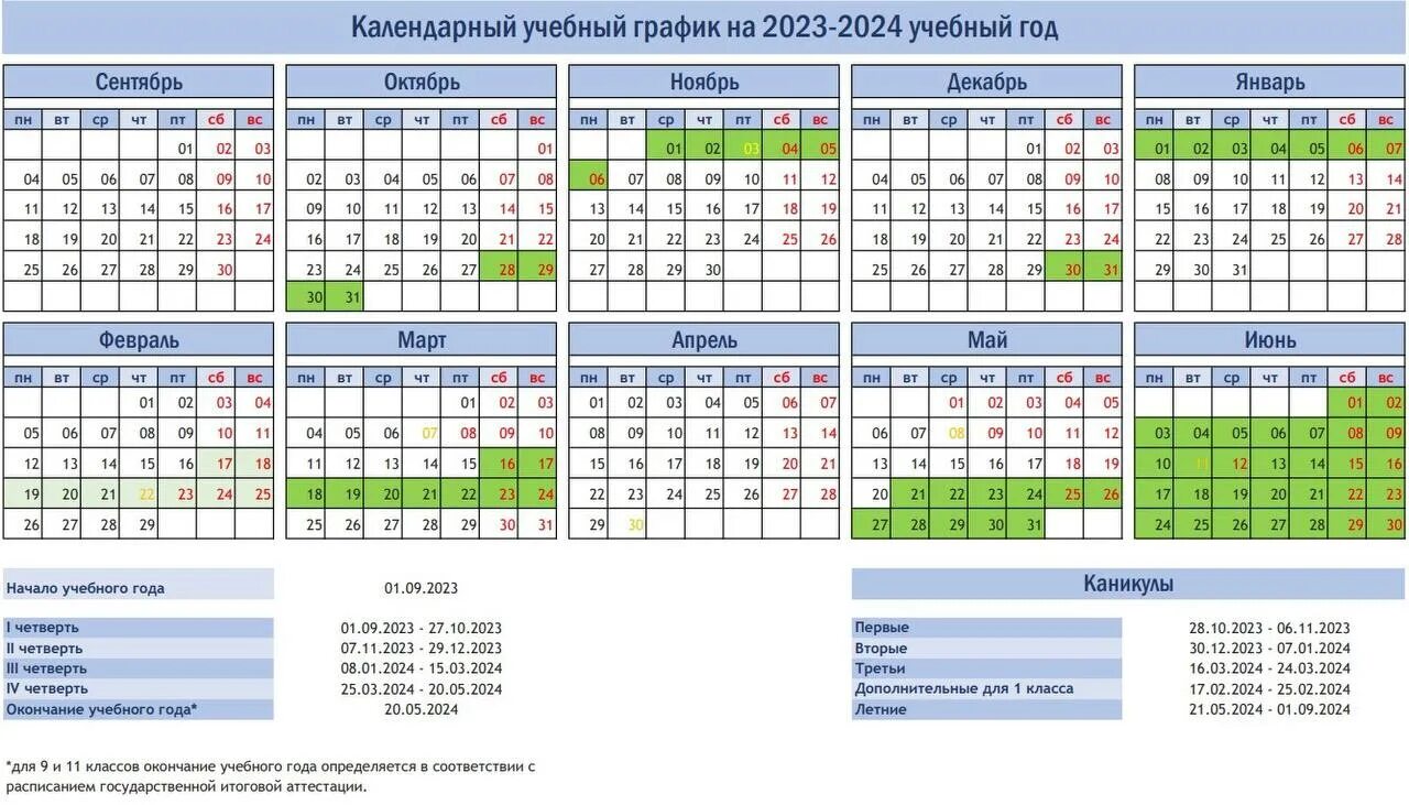 Рабочий календарь на учебный год Расписание каникул в новом учебном году!, ГБОУ Школа № 345, Москва