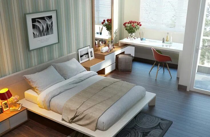 Рабочий стол в спальне дизайн Town House. Designed & visual by EKE Team Bedroom design styles, Home decor bedr