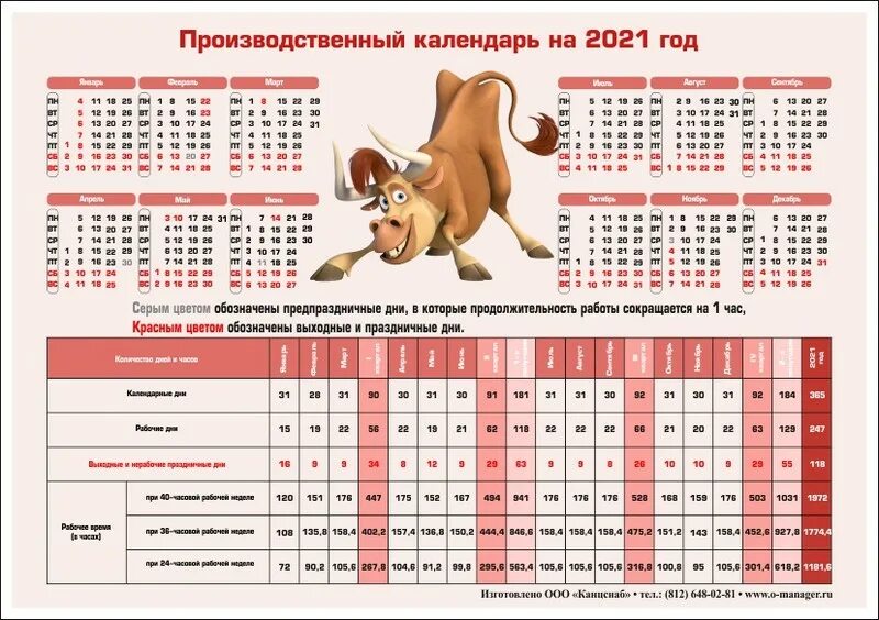 Рабочий табель календарь с праздниками Табель-календарь на 2021 г, А5, Символ года 1 купить, цена в Санкт-Петербурге