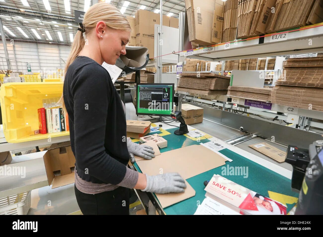 Работа без опыта фото Amazon fulfilment centre (warehouse) in Peterborough Cambridgeshire Stock Photo 