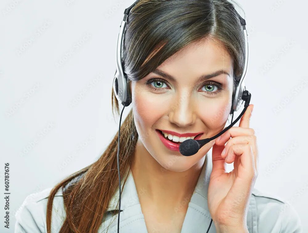 Работа оператор фото Customer support operator close up portrait. call center smili Фотографія Stock 