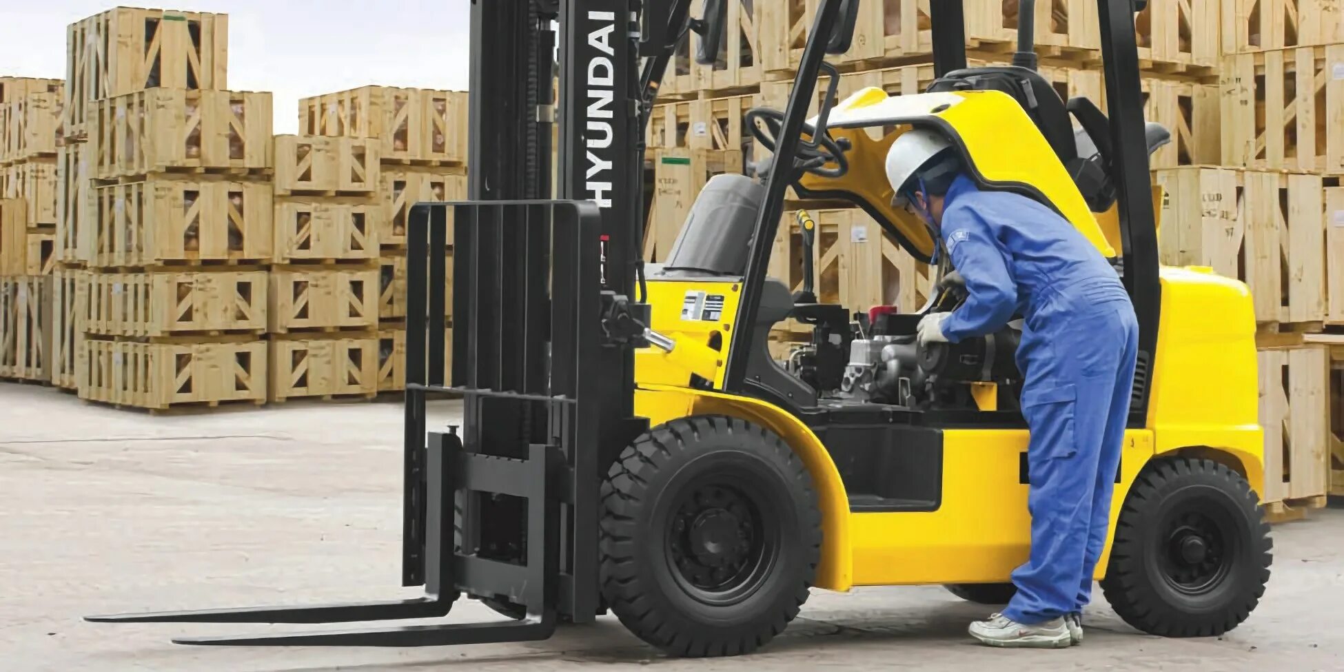 Работа погрузчик фото Техническое обслуживание погрузчиков Hyundai Niuliforklift.ru