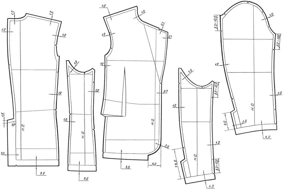 Работа с выкройкой мужского пиджака Припуски рукава