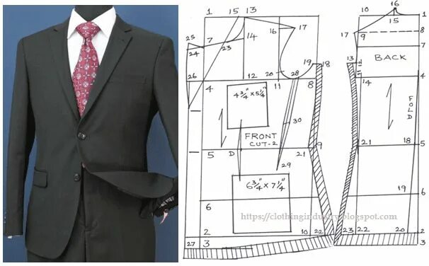 Работа с выкройкой мужского пиджака Pin em Cutting & Drafting