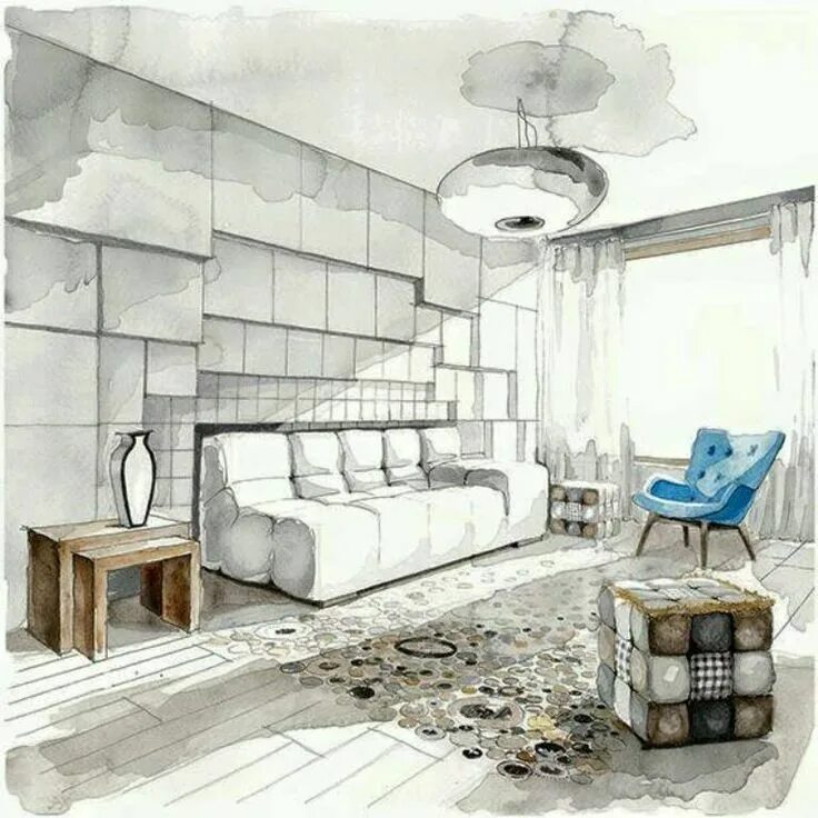 Работы дизайнеров интерьера квартир Pin by Rohan Dinde on sketches of Festim Toshi Interior design sketches, Interio