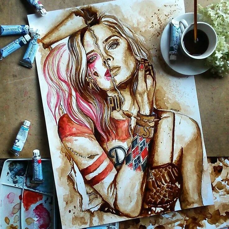 Работы фото рисунки Margot Robbins Harley quinn drawing, Harley quinn art, Painting