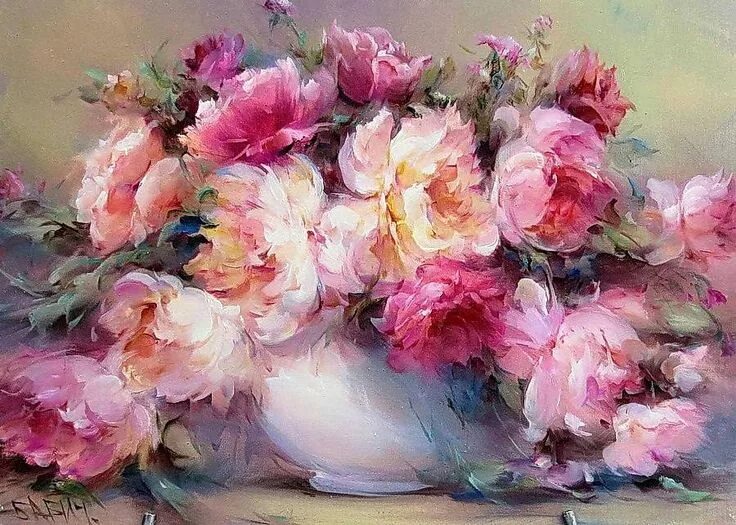 Работы маслом фото Российский Сервис Онлайн-Дневников Floral painting, Flower painting, Rose painti