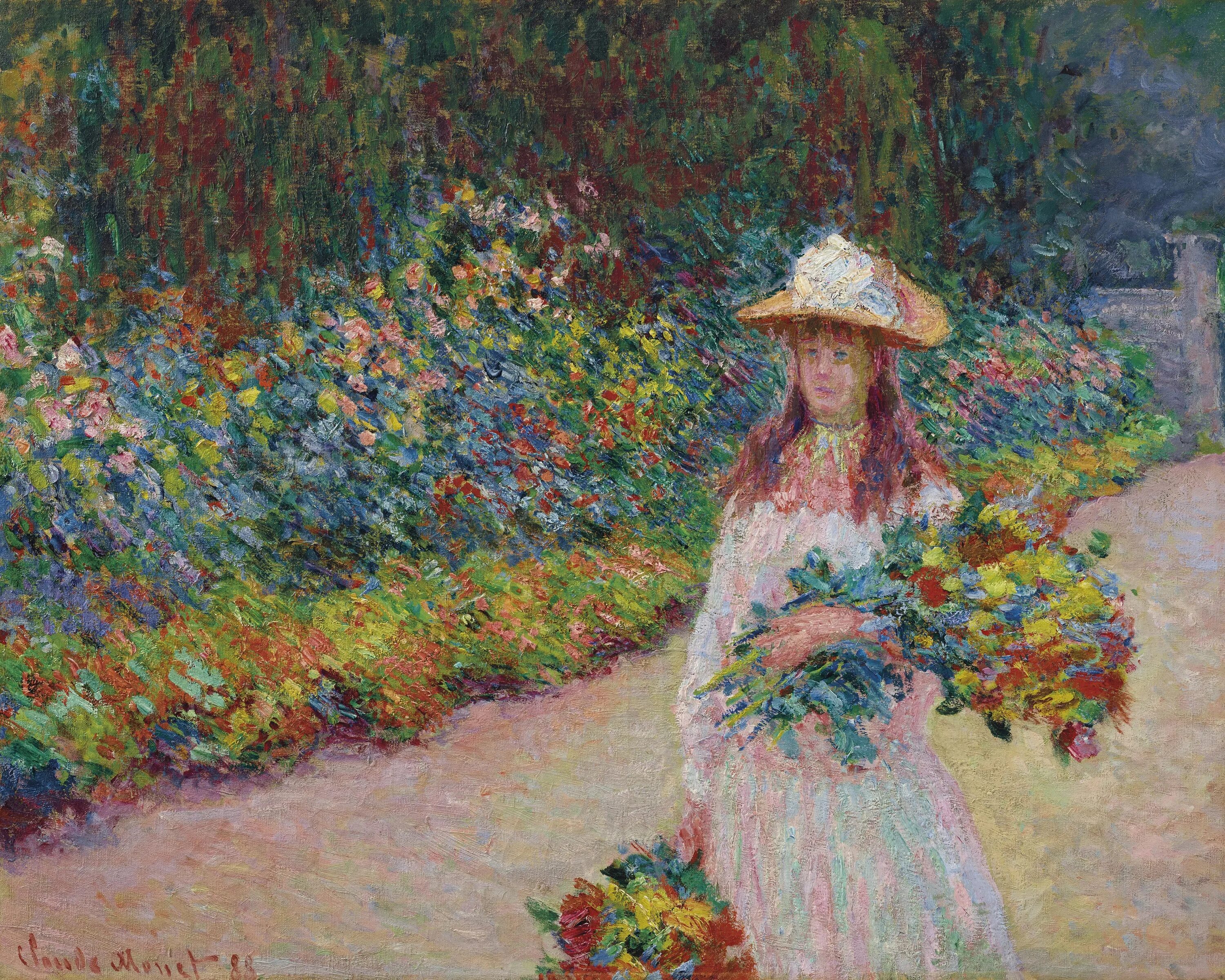 Работы моне фото Claude Monet (1840-1926), Jeune fille dans le jardin de Giverny Christie's