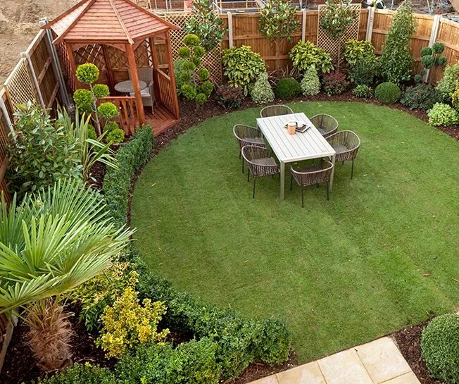 Работы на участке фото Image result for landscaping new uk garden Back garden design, Garden design lay