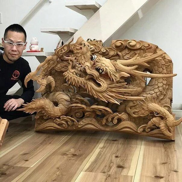 Работы резьба по дереву фото резьба по дереву Dragon sculpture, Carving, Wooden art