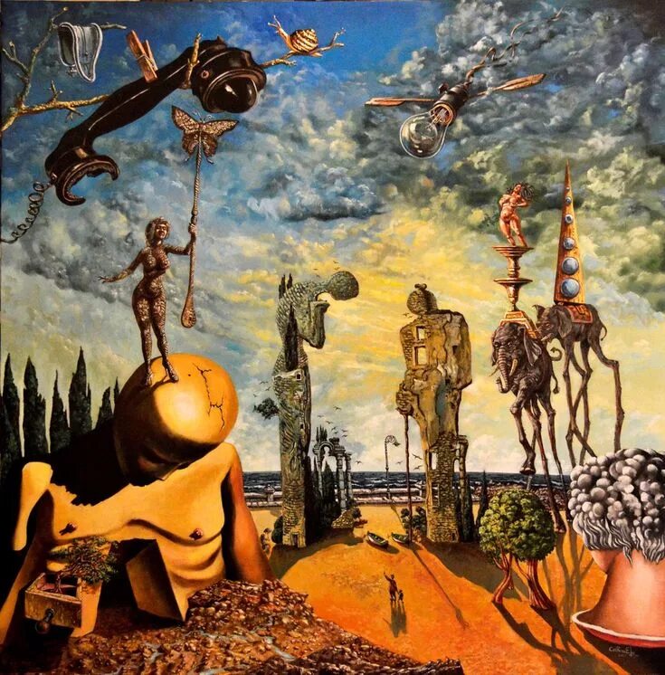 Работы сальвадора дали фото с названиями Homenaje a Salvador Dalí 2017 by Carmelo González Gutiérrez (Acrílico sobre Lien