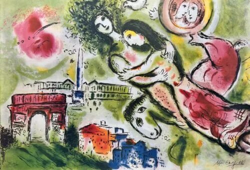 Работы шагала фото Marc Chagall ROMEO and JULIET Signed Numbered Lithograph Art 37" x 23" eBay